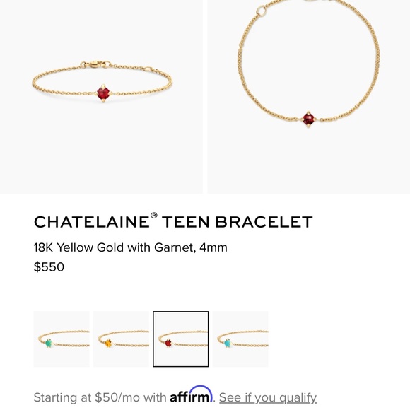 CHATELAINE® TEEN BRACELET 18K Yellow Gold with Garnet, 4mm - Picture 8 of 9